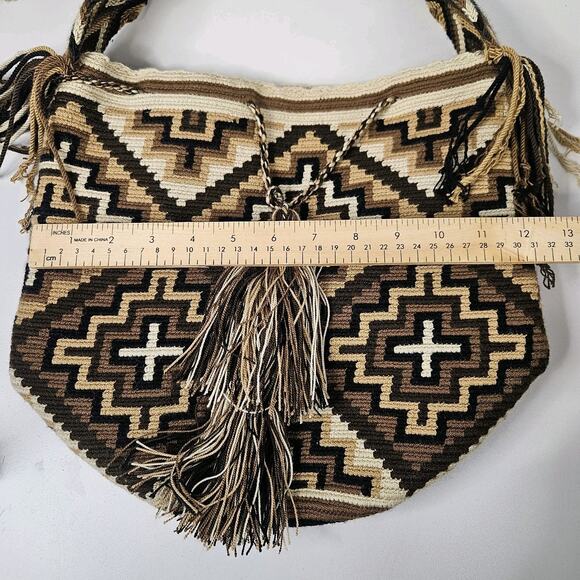 Wayuu Bag Backpack Bucket Shoulder Colombian Handmade Bohemian Purse - Picture 7 of 8